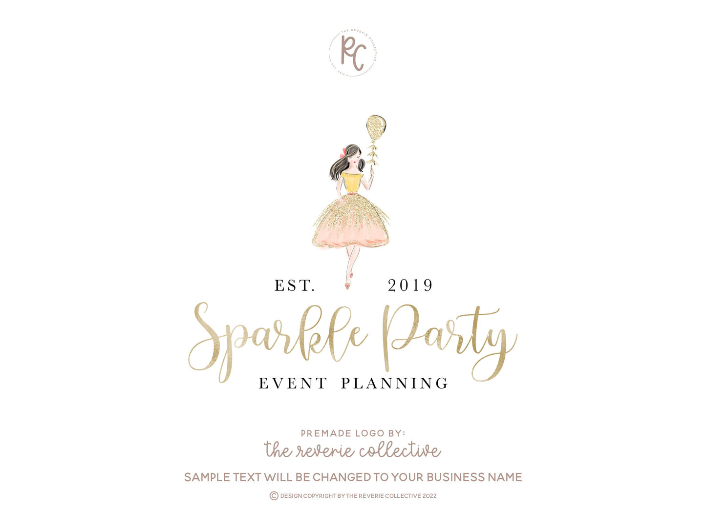 Sparkle Party | Premade Logo Design | Girl, Event Planner, Wedding, Balloon, Fashion