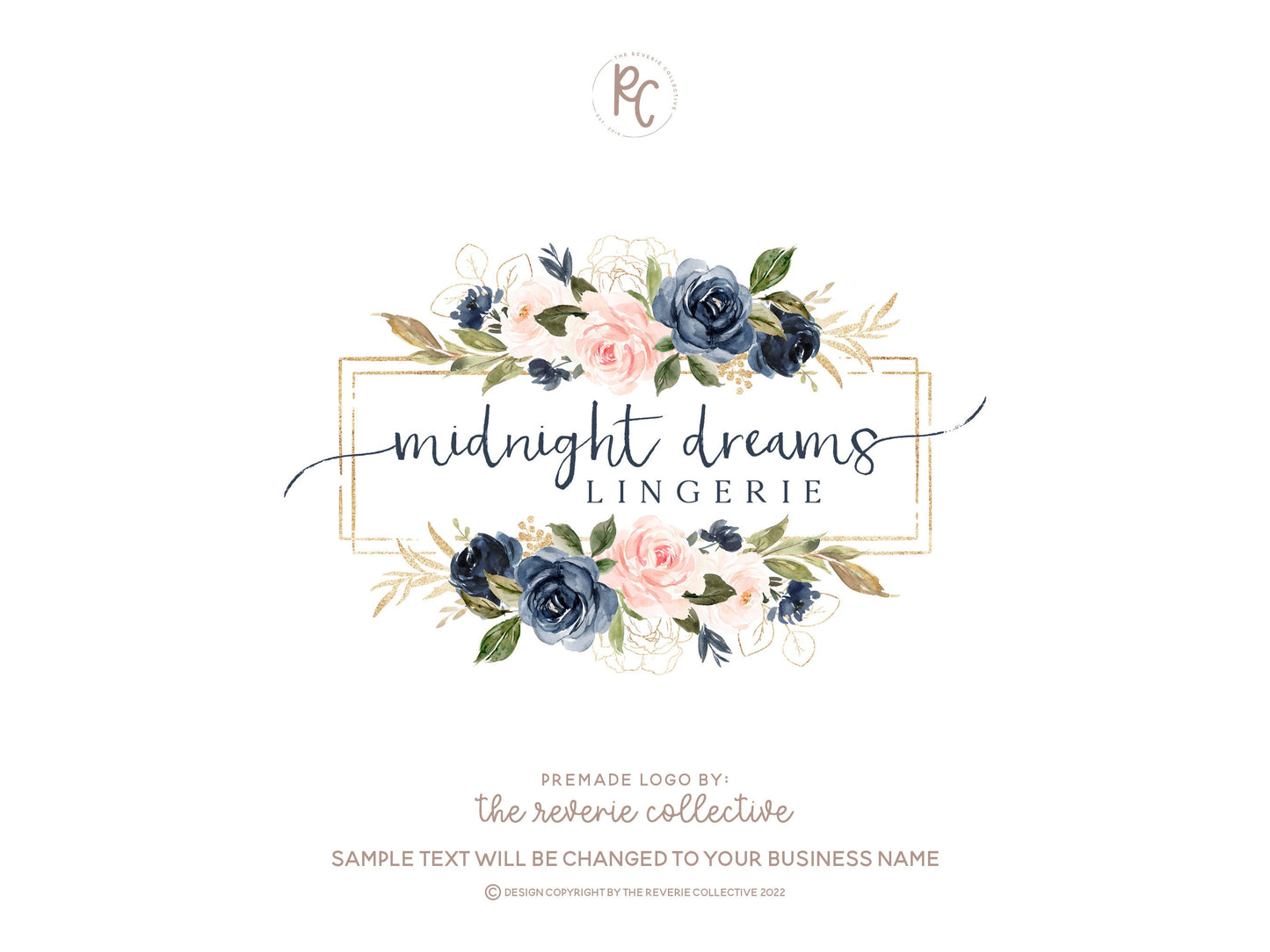 Midnight Dreams | Premade Logo Design | Watercolor Floral, Geometric, Florist, Farmhouse