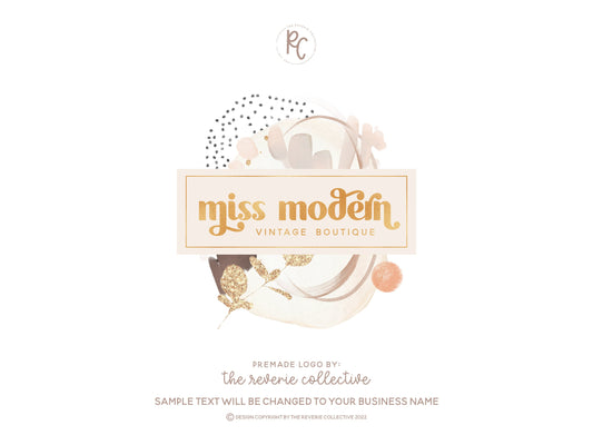 Miss Modern | Premade Logo Design | Boho, Midcentury, Neutral Abstract