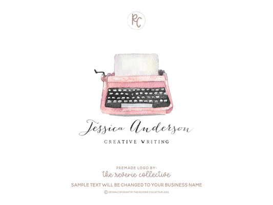 Jessica Anderson | Premade Logo Design | Vintage Typewriter, Blogger, Writer, Author