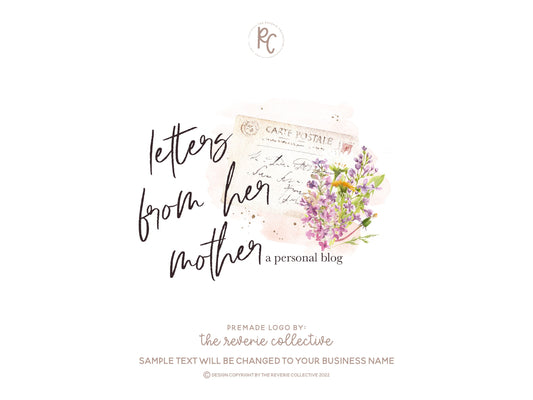 Letters From Her Mother | Premade Logo Design | Mail, Wildflowers, Cottagecore