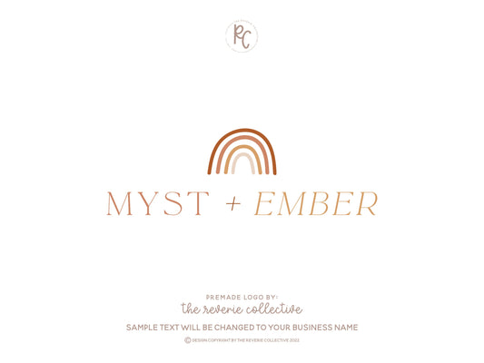 Myst + Ember | Premade Logo Design | Rainbow, Bohemian, Boho, Modern, Neutral