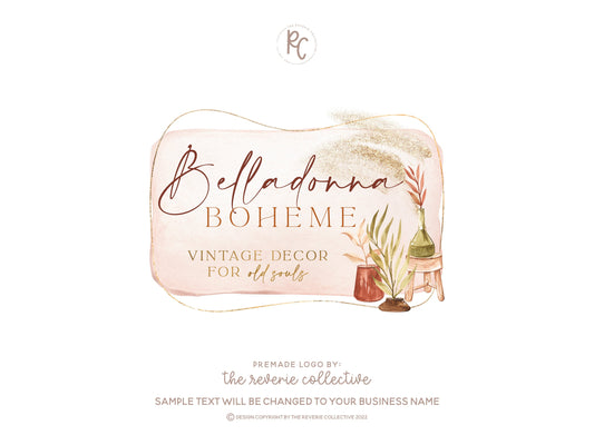 Belladonna Boheme | Premade Logo Design | Bohemian, Boho, Home Decor