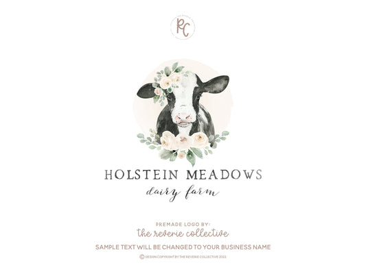Holstein Meadows | Premade Logo Design | Cow, Dairy, Farm, Rustic Farmhouse