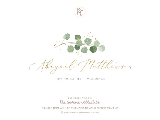 Abigail Matthews | Premade Logo Design | Eucalyptus, Botanical, Gold Foil
