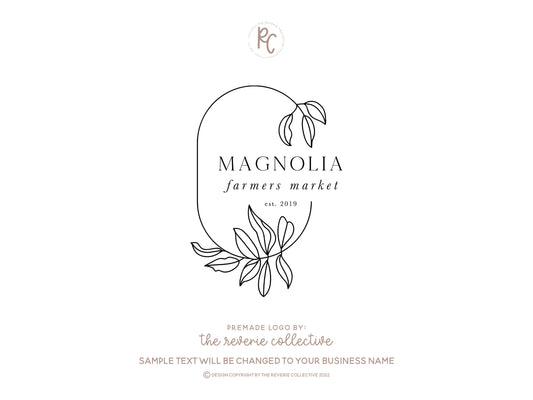Magnolia Farmers Market | Premade Logo Design | Botanical, Farmhouse, Line Art