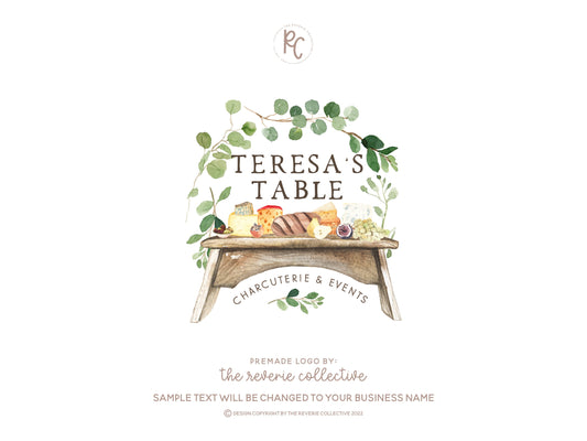 Teresa's Table | Premade Logo Design | Charcuterie, Cheese Board, Farmhouse
