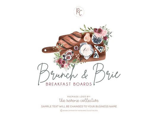 Brunch & Brie | Premade Logo Design | Charcuterie, Cheese Board, Brunch, Food