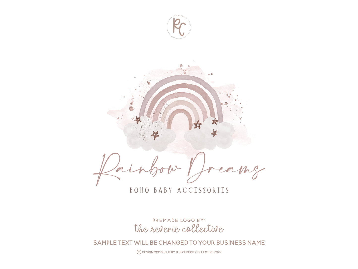 Rainbow Dreams | Premade Logo Design | Pastel, Boho, Cloud, Baby, Star, Children's
