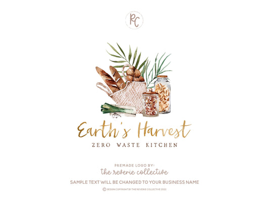 Earth's Harvest | Premade Logo Design | Bread Loaves, Groceries, Zero Waste, Organic