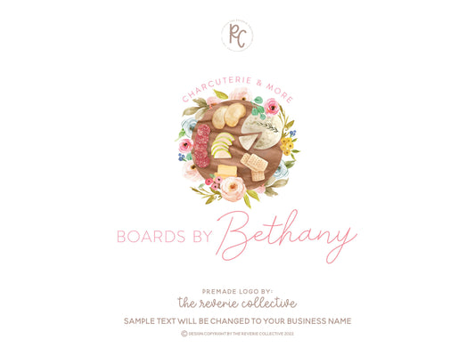 Boards by Bethany | Premade Logo Design | Charcuterie, Cheese, Floral, Food