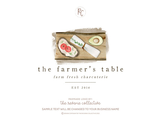 The Farmer's Table | Premade Logo Design | Charcuterie Board, Appetizer, Tapas