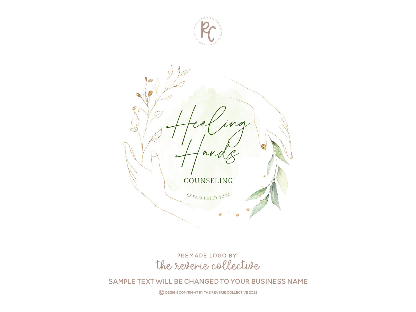 Healing Hands | Premade Logo Design | Eucalyptus, Botanical, Health, Branch