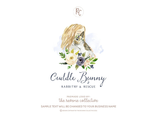 Cuddle Bunny | Premade Logo Design | Rabbit, Animal, Farm, Girl, Farmhouse, Country