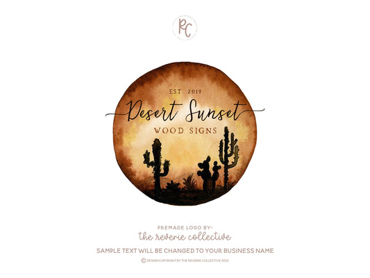 Desert Sunset | Premade Logo Design | Cactus, Western, Rustic, Country