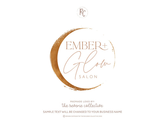 Ember + Glow | Premade Logo Design | Abstract Boho, Crescent Moon, Bohemian