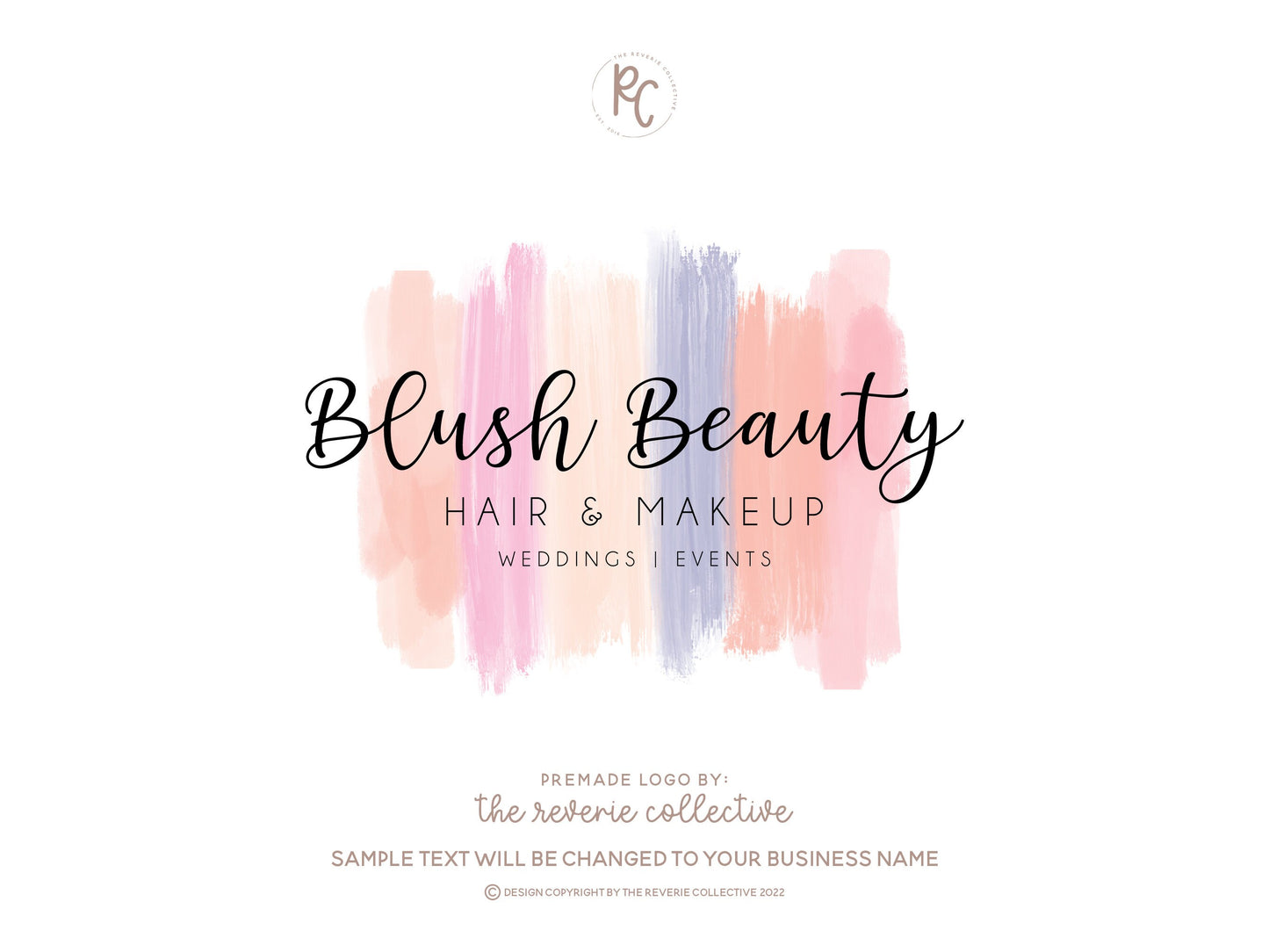 Blush Beauty | Premade Logo Design | Nail Artist, Makeup, Pastel, Brush Strokes