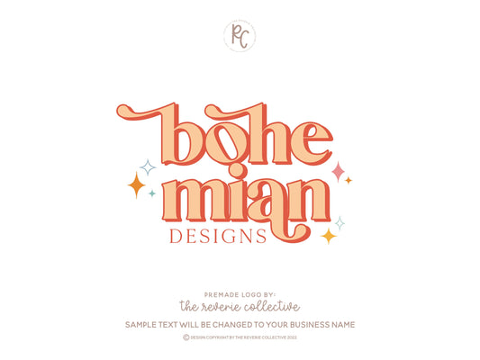 Bohemian Designs | Premade Logo Design | Boho, Colorful, Modern Retro