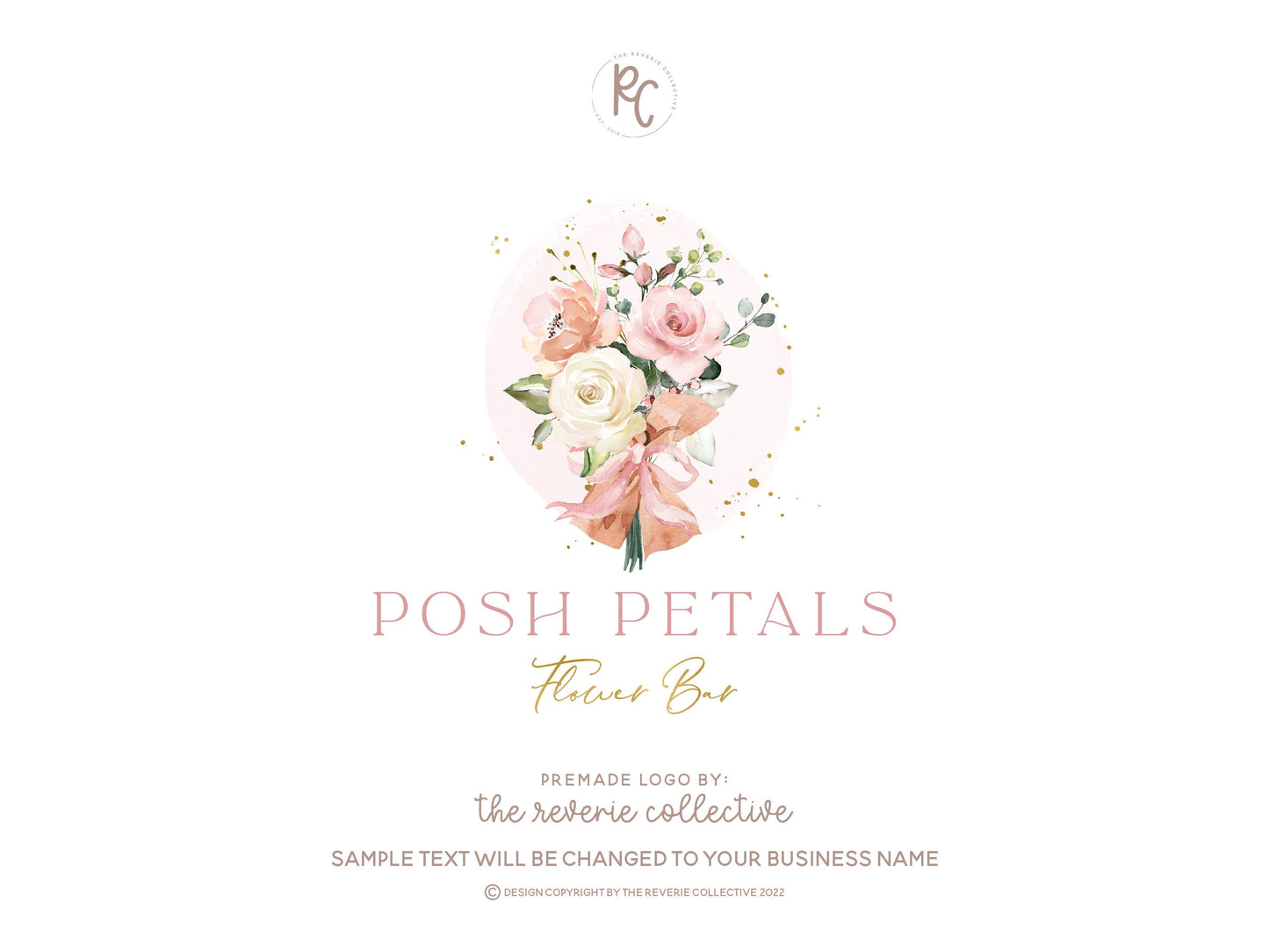 Posh Petals | Premade Logo Design | Flower Bouquet, Rose, Watercolor Floral