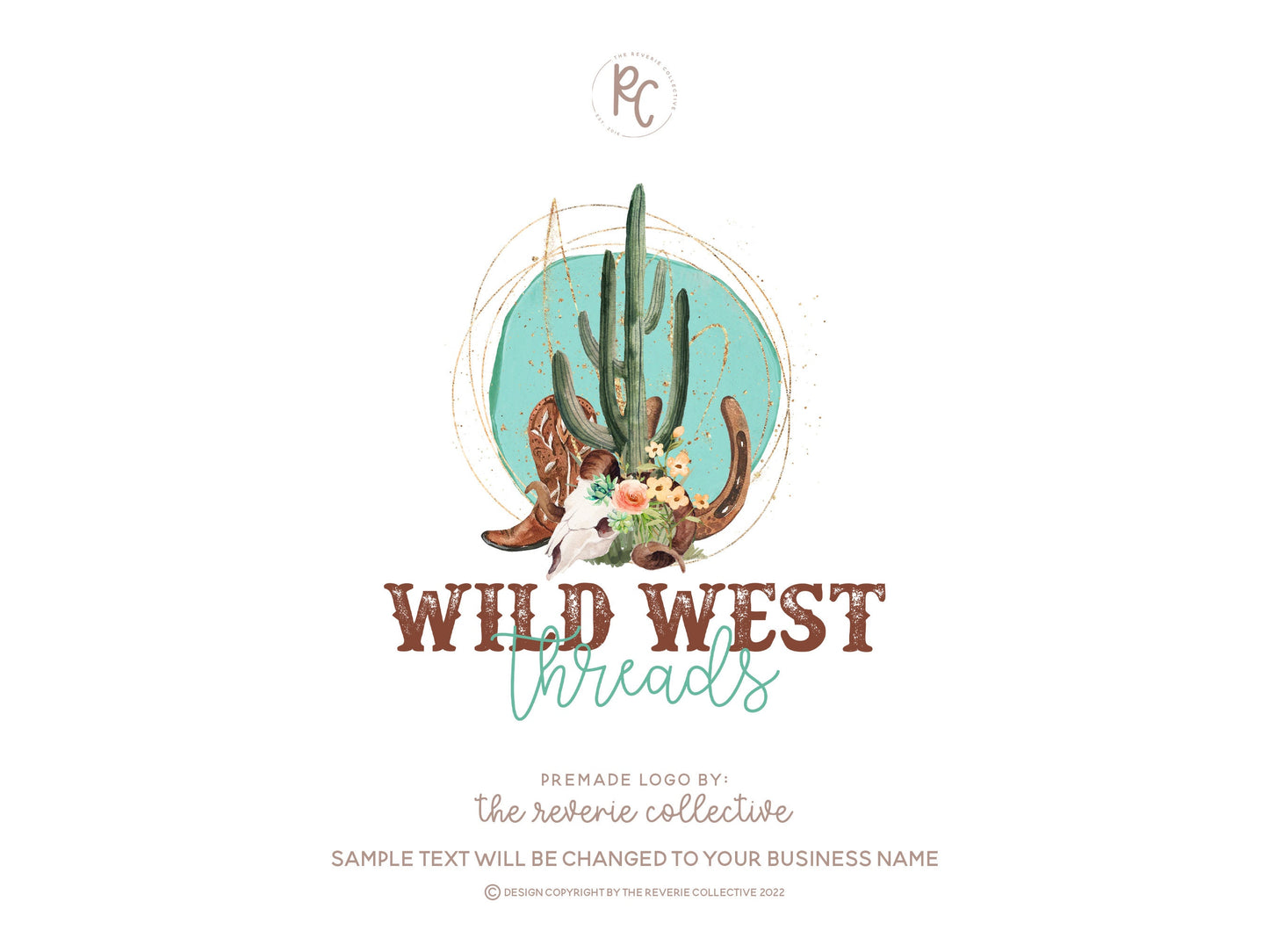 Wild West Threads | Premade Logo Design | Cactus, Desert, Boho, Cowboy Boot