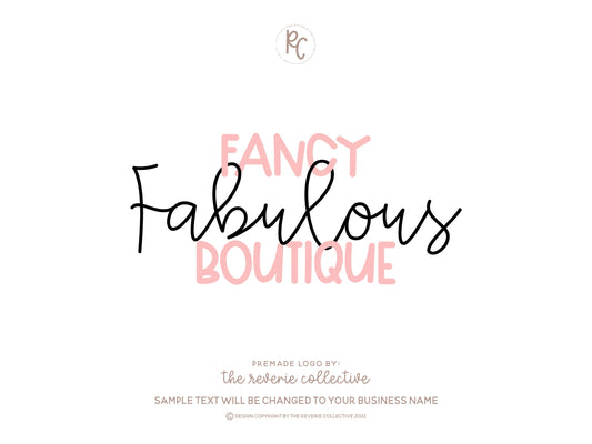 Fancy Fabulous Boutique | Premade Logo Design | Girly, Calligraphy, Feminine, Curly