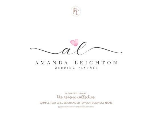 Amanda Leighton | Premade Logo Design | Heart, Bridal, Wedding, Initials