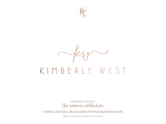 Kimberly West | Premade Logo Design | Monogram, Rose Gold, Modern, Elegant