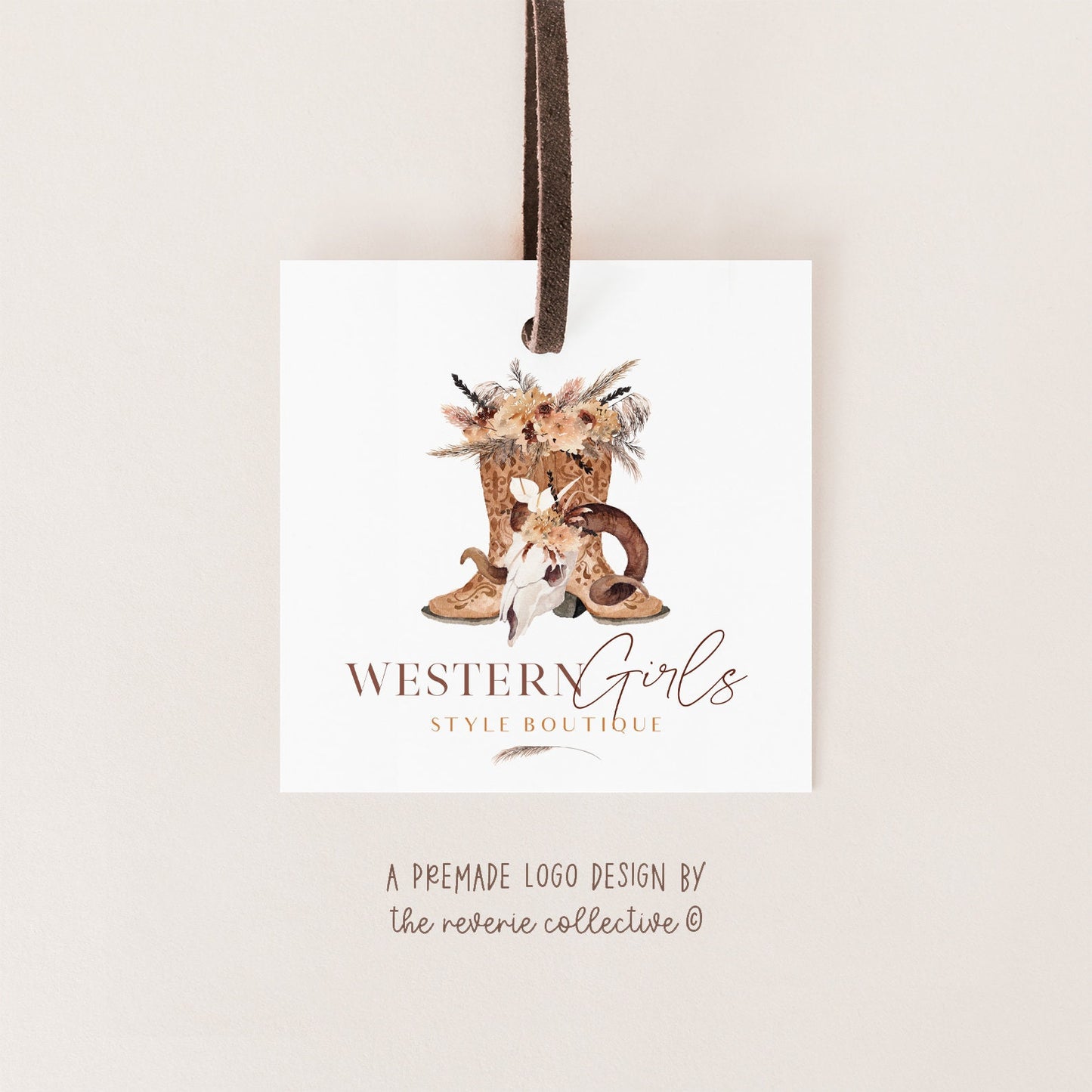 Western Girls | Premade Logo Design | Cowboy Boots, Ram Skull, Farmhouse