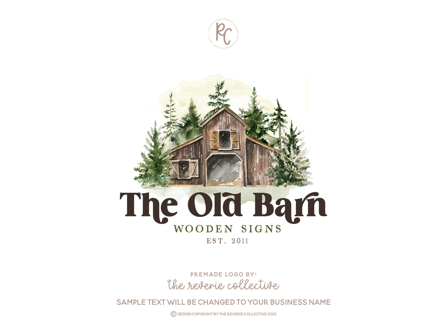 The Old Barn | Premade Logo Design | Brown Barn, Farm, Pine Tree, Wood Forest