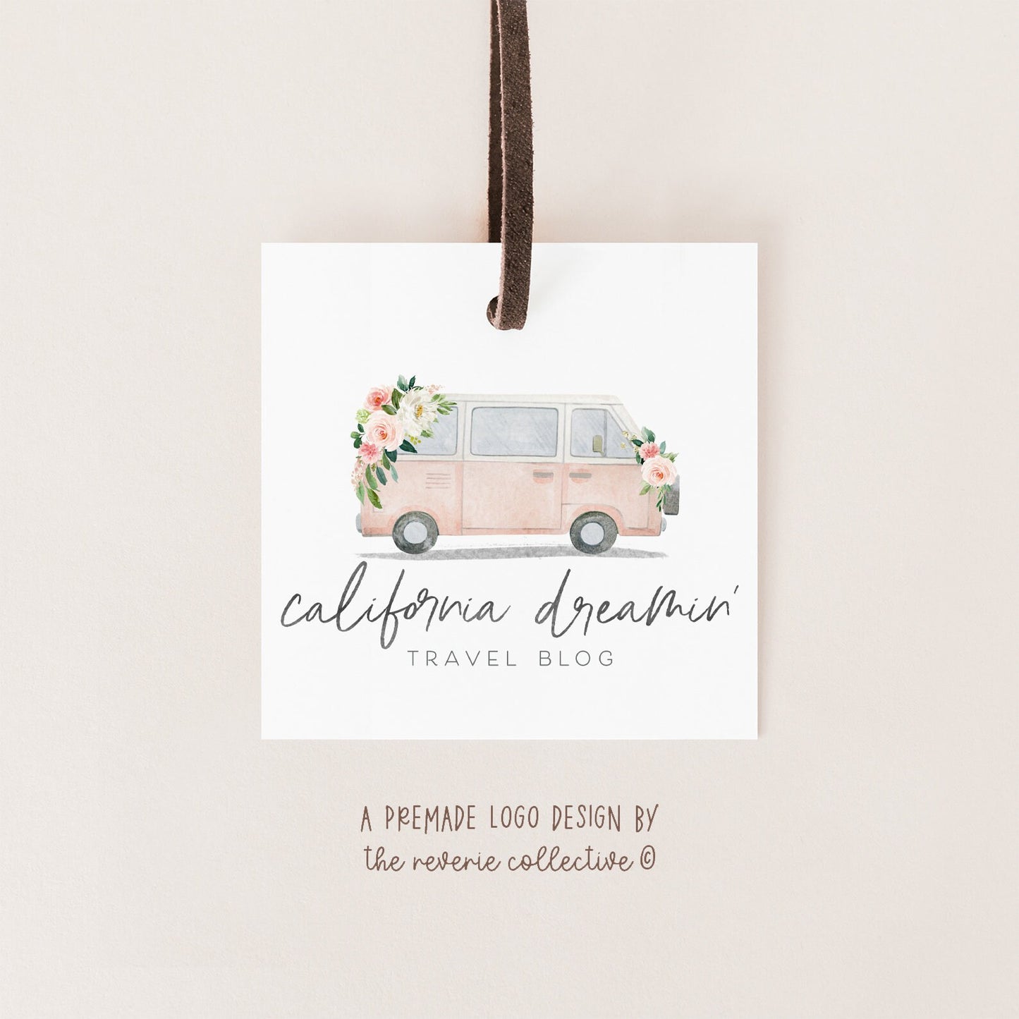 California Dreamin' | Premade Logo Design | Camper Van, Pink Bus, Vehicle