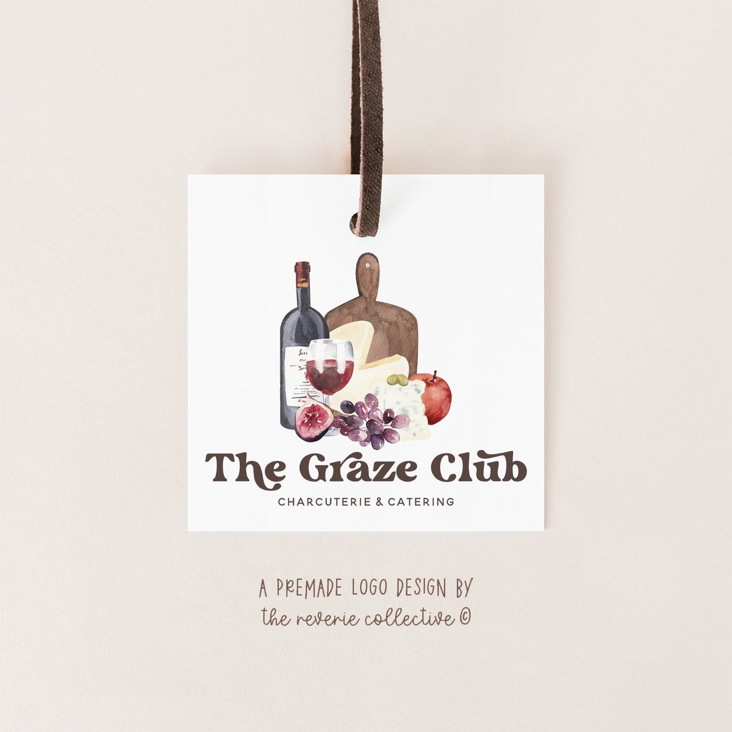 The Graze Club | Premade Logo Design | Charcuterie Board, Wine, Brie Cheese