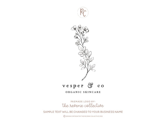 Vesper & Co | Premade Logo Design | Botanical Branch, Farmhouse, Fine Art