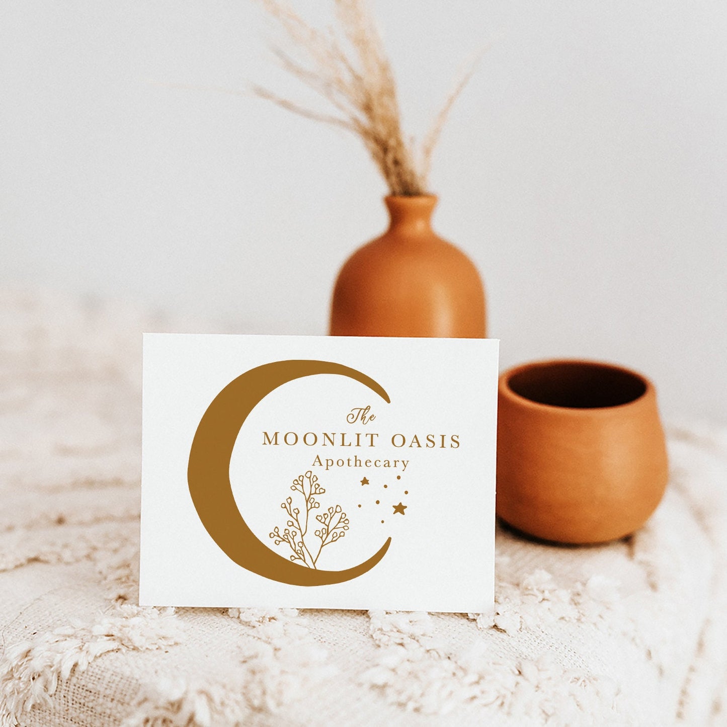 Moonlit Oasis | Premade Logo Design | Crescent Moon, Bohemian, Mystical