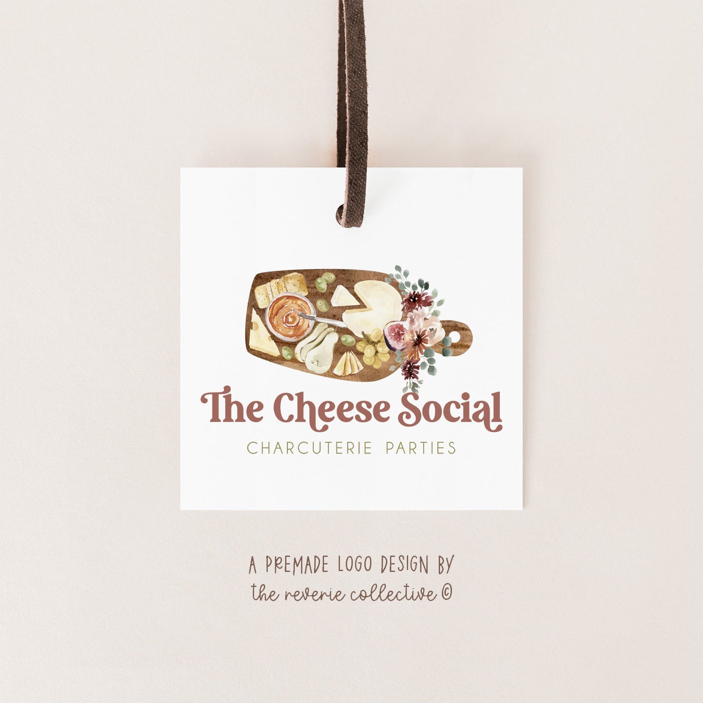 The Cheese Social | Premade Logo Design | Charcuterie Board, Retro, Brie, Olive