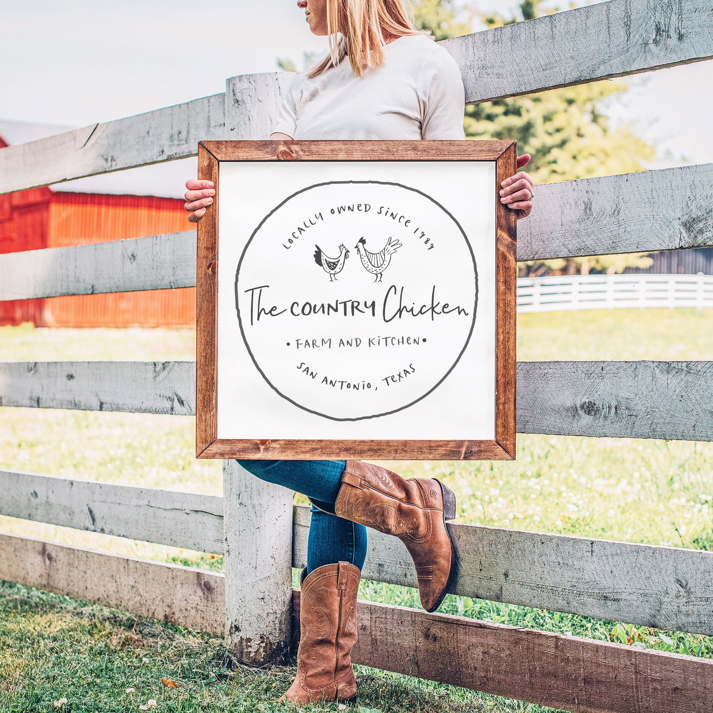 The Country Chicken | Premade Logo Design | Hen, Rustic Farmhouse, Country Farm