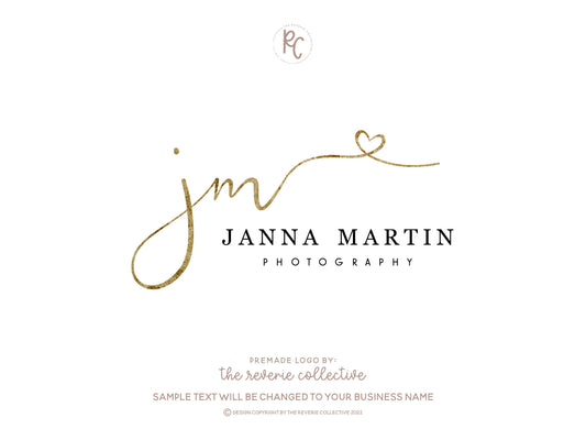 Janna Martin | Premade Logo Design | Initials, Signature, Calligraphy, Heart