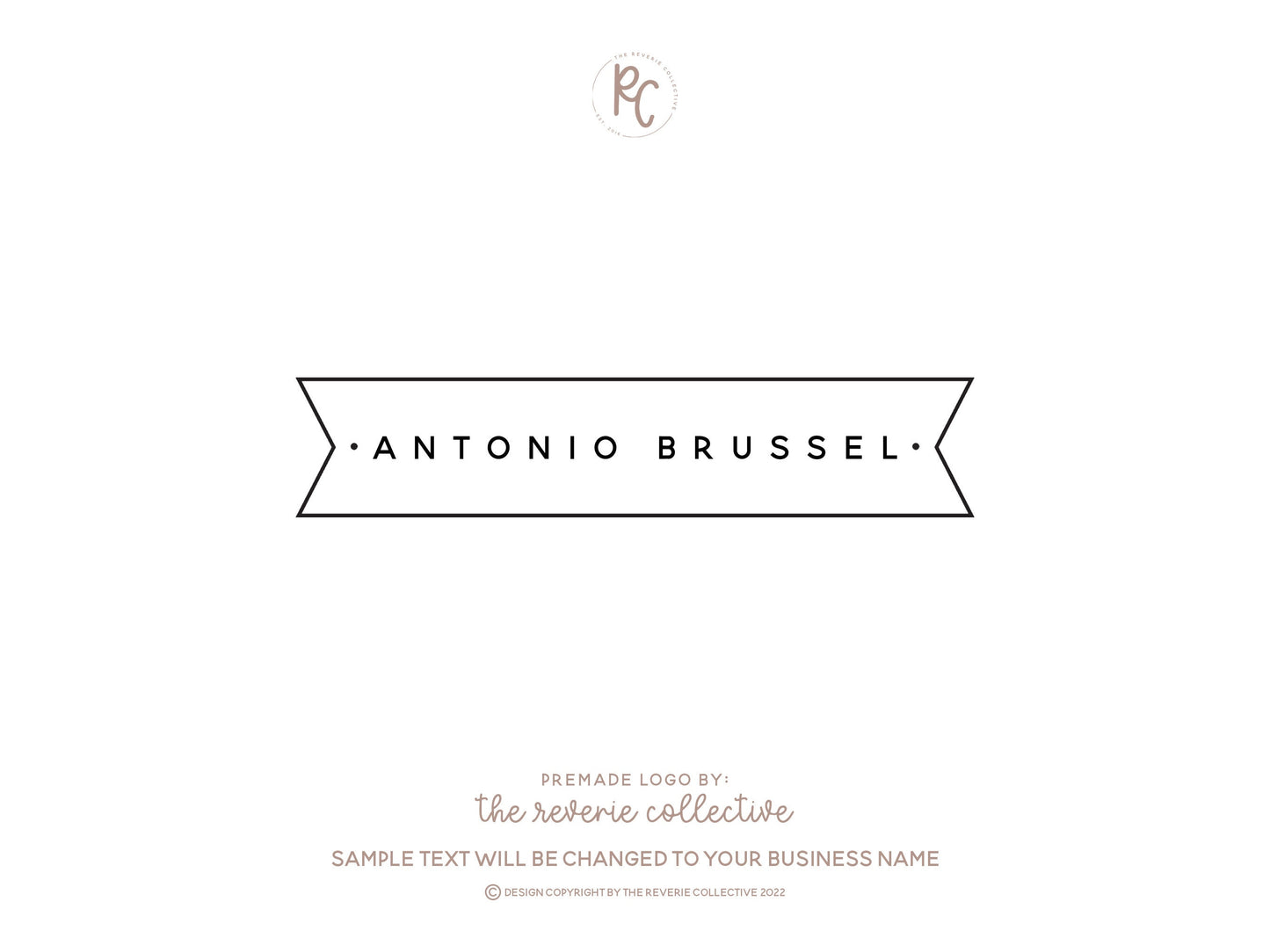 Antonio Brussel | Premade Logo Design | Minimal, Masculine, Banner, Ribbon