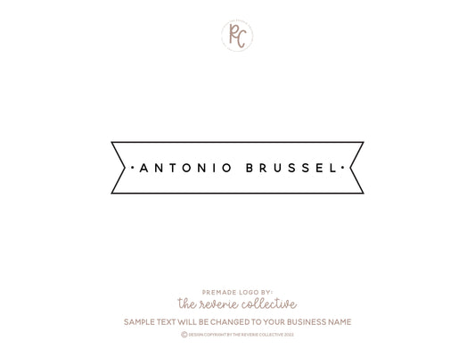 Antonio Brussel | Premade Logo Design | Minimal, Masculine, Banner, Ribbon
