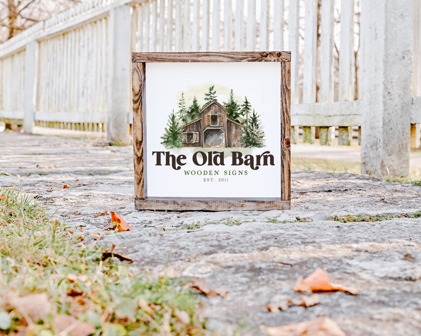 The Old Barn | Premade Logo Design | Brown Barn, Farm, Pine Tree, Wood Forest