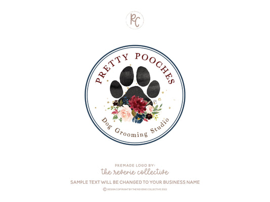 Pretty Pooches | Premade Logo Design | Paw Print, Dog Groomer, Pet, Animal, Veterinarian