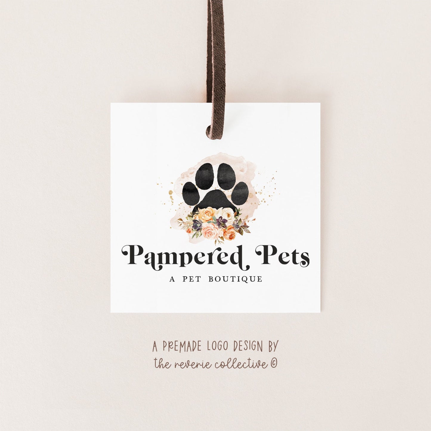 Pampered Pets | Premade Logo Design | Paw Print, Dog, Pet Boutique, Boho, Animal