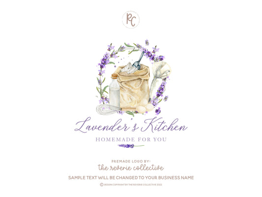 Lavender's Kitchen | Premade Logo Design | Baking, Lavender, Whisk, Flour
