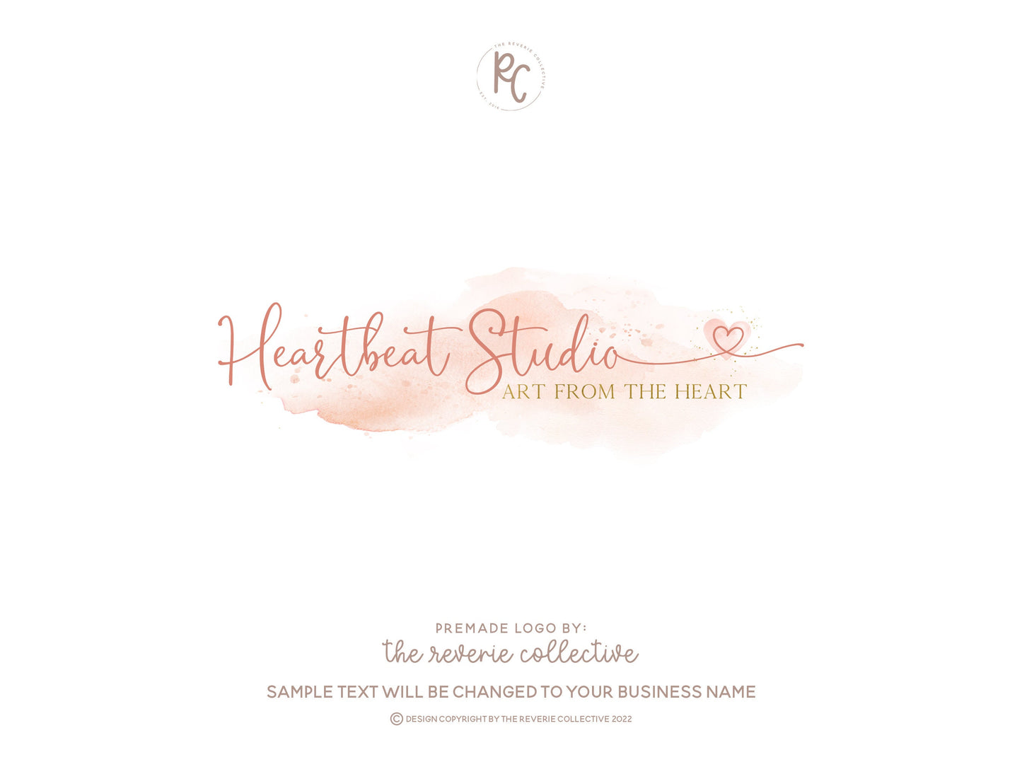 Heartbeat Studio | Premade Logo Design | Heart, Whimsical, Bridal, Wedding
