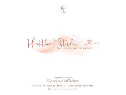 Heartbeat Studio | Premade Logo Design | Heart, Whimsical, Bridal, Wedding