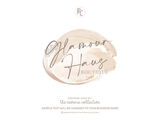 Glamour Haus Boutique | Premade Logo Design | Abstract Boho, Neutral Bohemian, Modern Art