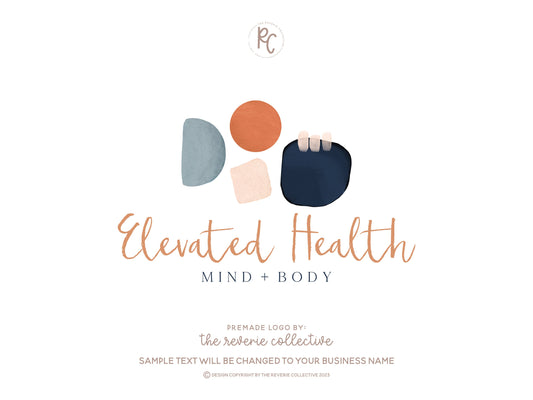 Elevated Health | Premade Logo Design | Abstract Shapes, Modern Boho, Mid Century