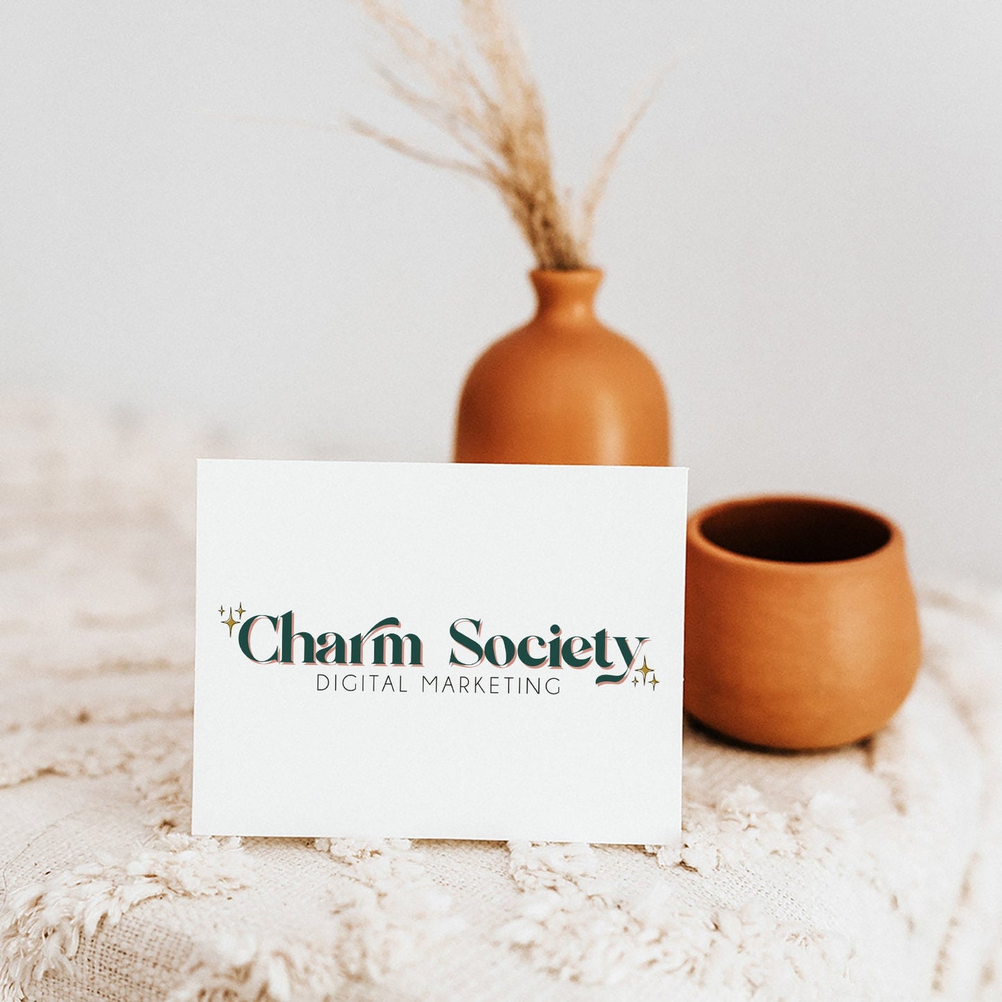 Charm Society | Premade Logo Design | Retro Boho, Mid Century, Sparkle, Modern Bohemian
