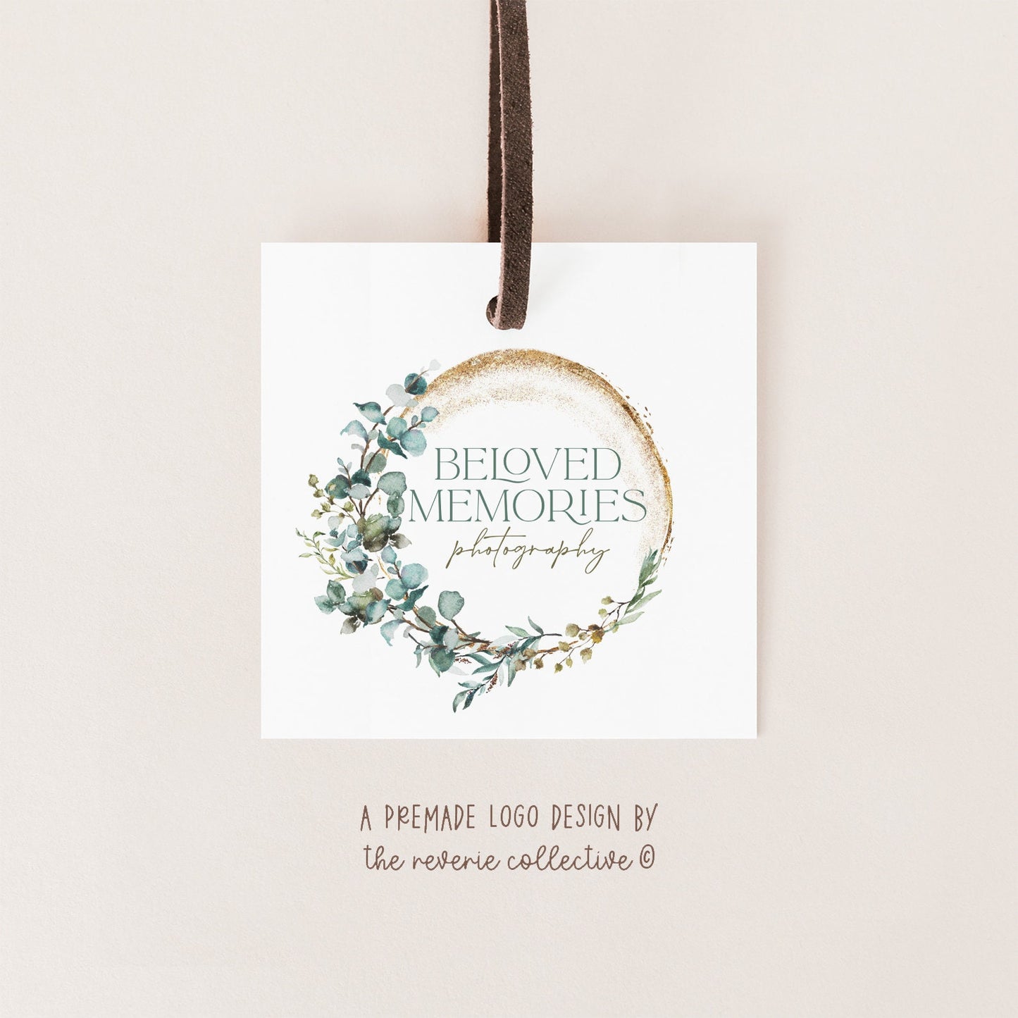 Beloved Memories | Premade Logo Design | Eucalyptus Wreath, Botanical, Farmhouse