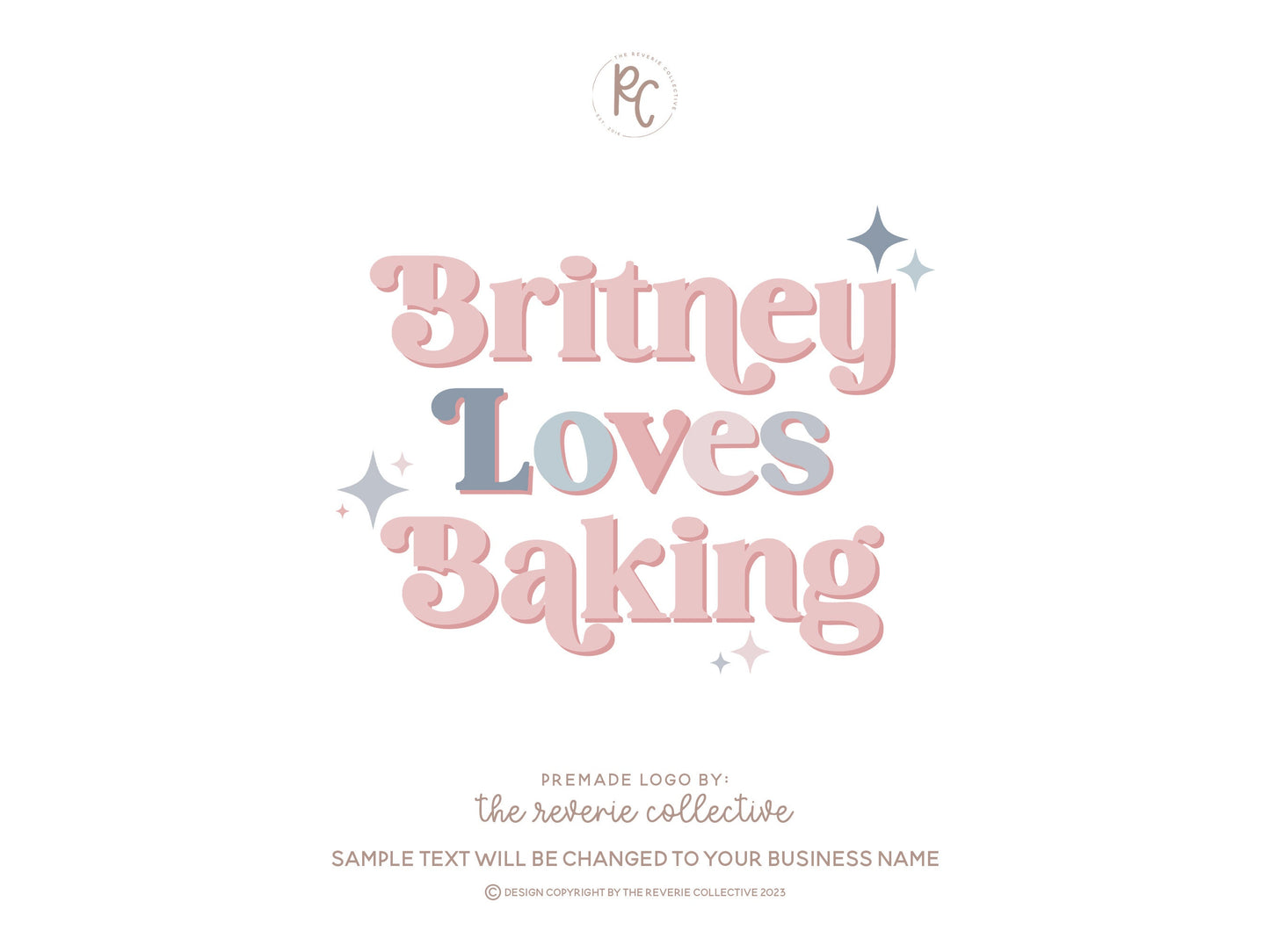 Britney Loves Baking | Premade Logo Design | Modern Boho, Pastel Sparkle, Retro