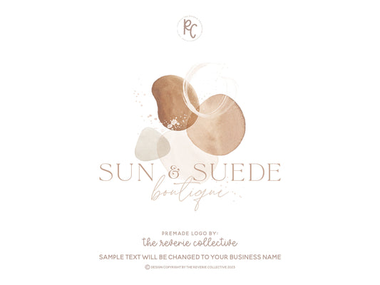 Sun & Suede | Premade Logo Design | Neutral Boho, Mid Century, Bohemian, Geometric